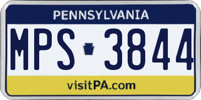 PA license plate MPS3844