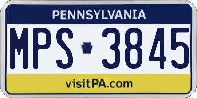 PA license plate MPS3845
