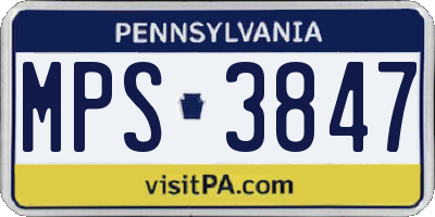 PA license plate MPS3847