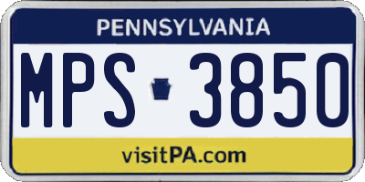 PA license plate MPS3850