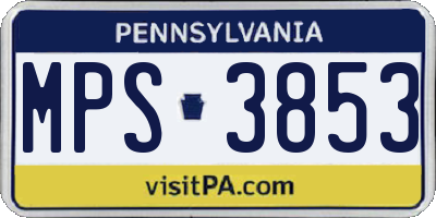 PA license plate MPS3853