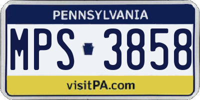 PA license plate MPS3858
