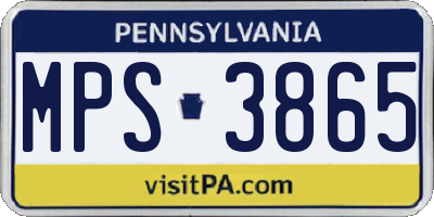PA license plate MPS3865