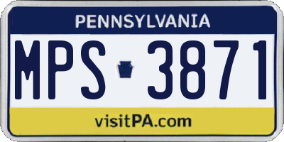 PA license plate MPS3871