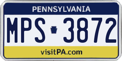 PA license plate MPS3872
