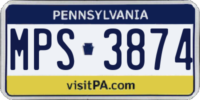 PA license plate MPS3874