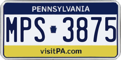 PA license plate MPS3875