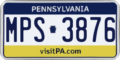 PA license plate MPS3876