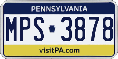 PA license plate MPS3878