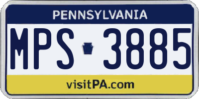 PA license plate MPS3885