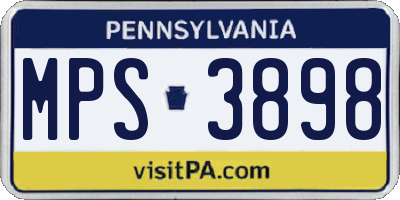 PA license plate MPS3898