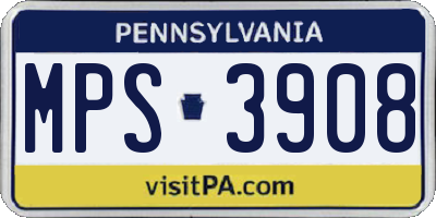 PA license plate MPS3908