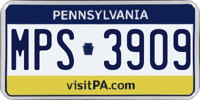 PA license plate MPS3909