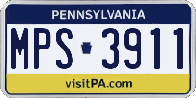 PA license plate MPS3911