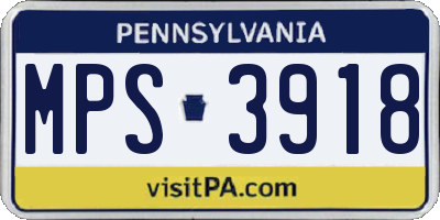 PA license plate MPS3918