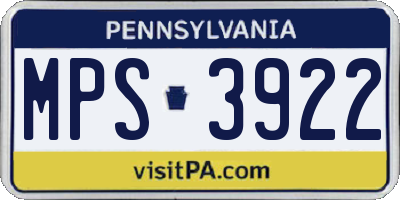PA license plate MPS3922