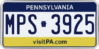 PA license plate MPS3925