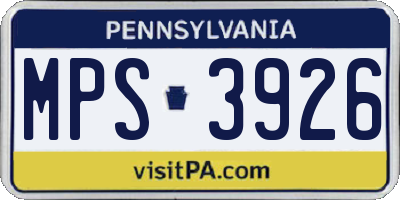PA license plate MPS3926