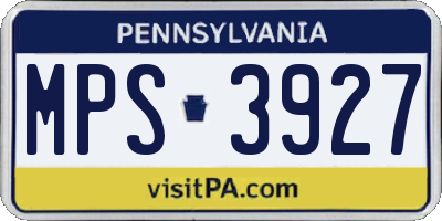 PA license plate MPS3927