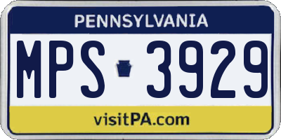PA license plate MPS3929