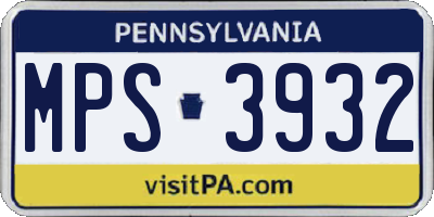 PA license plate MPS3932