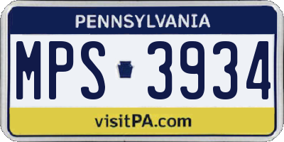 PA license plate MPS3934