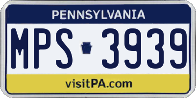 PA license plate MPS3939