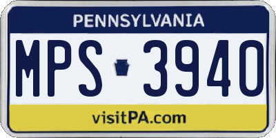 PA license plate MPS3940