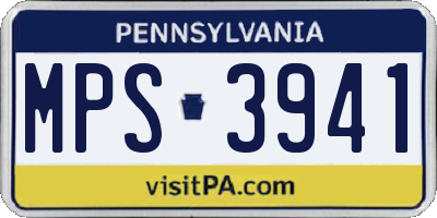 PA license plate MPS3941