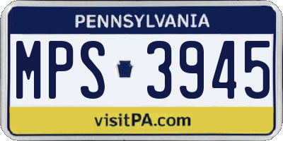 PA license plate MPS3945