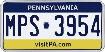 PA license plate MPS3954