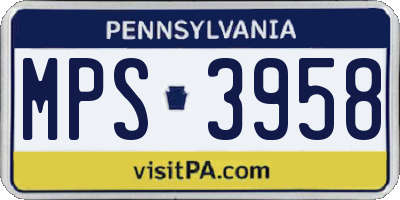 PA license plate MPS3958