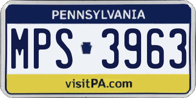 PA license plate MPS3963