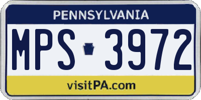 PA license plate MPS3972