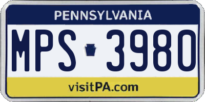 PA license plate MPS3980