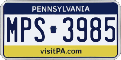 PA license plate MPS3985