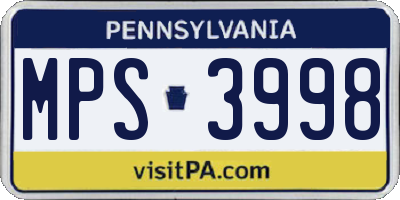 PA license plate MPS3998