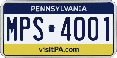 PA license plate MPS4001