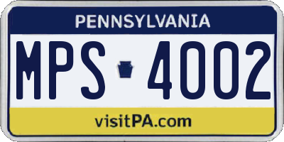PA license plate MPS4002