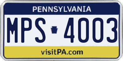 PA license plate MPS4003