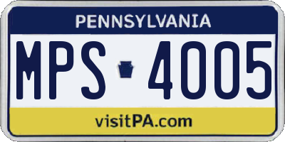 PA license plate MPS4005