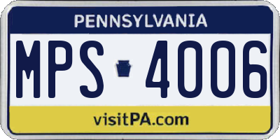PA license plate MPS4006