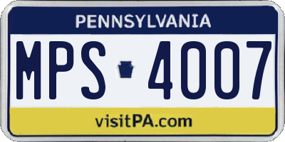 PA license plate MPS4007