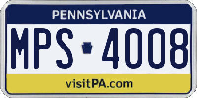 PA license plate MPS4008