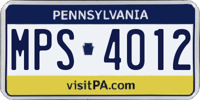 PA license plate MPS4012