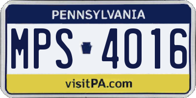 PA license plate MPS4016