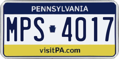 PA license plate MPS4017