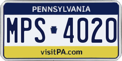 PA license plate MPS4020