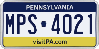 PA license plate MPS4021