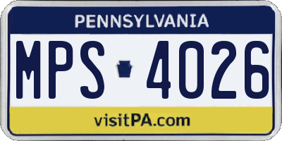 PA license plate MPS4026